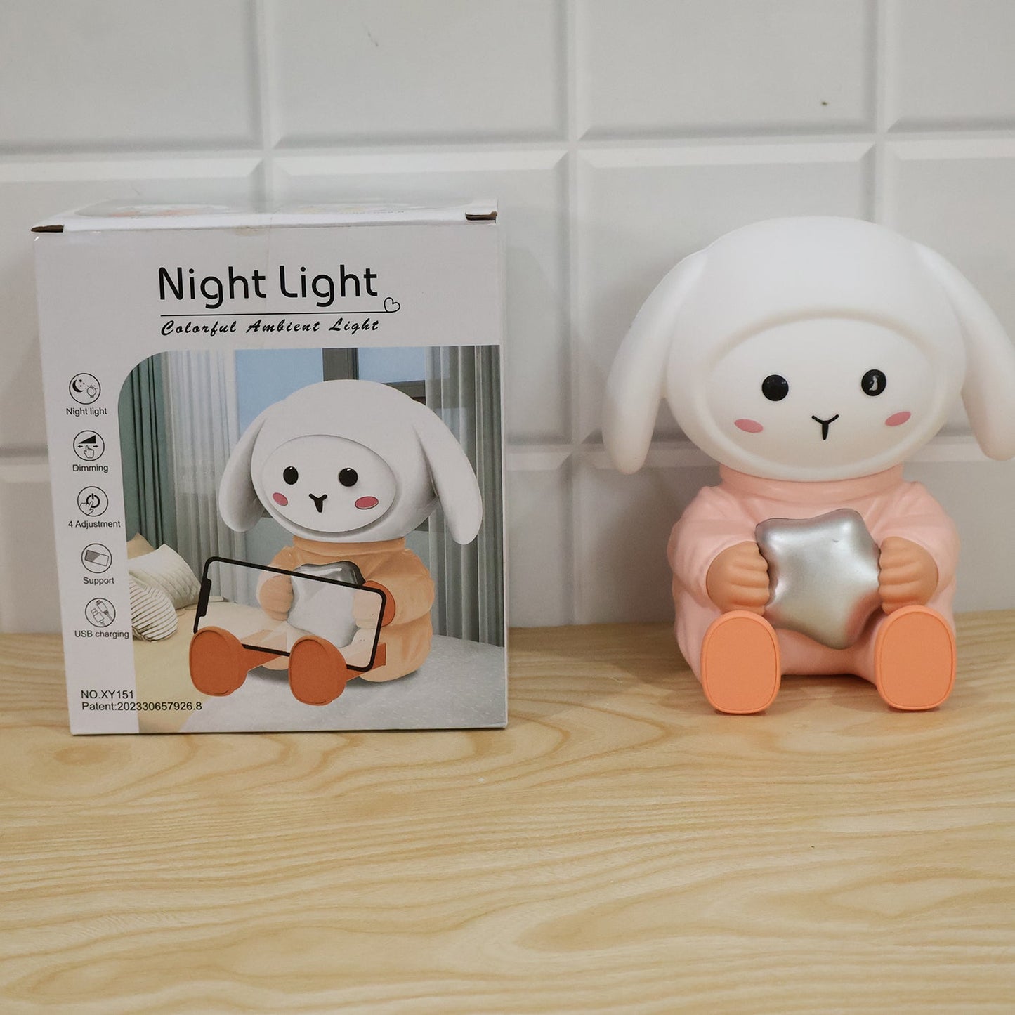 Rabbit Led Night Light With Mobile Phone Stand For Bedroom And Study Table (1 Pc)