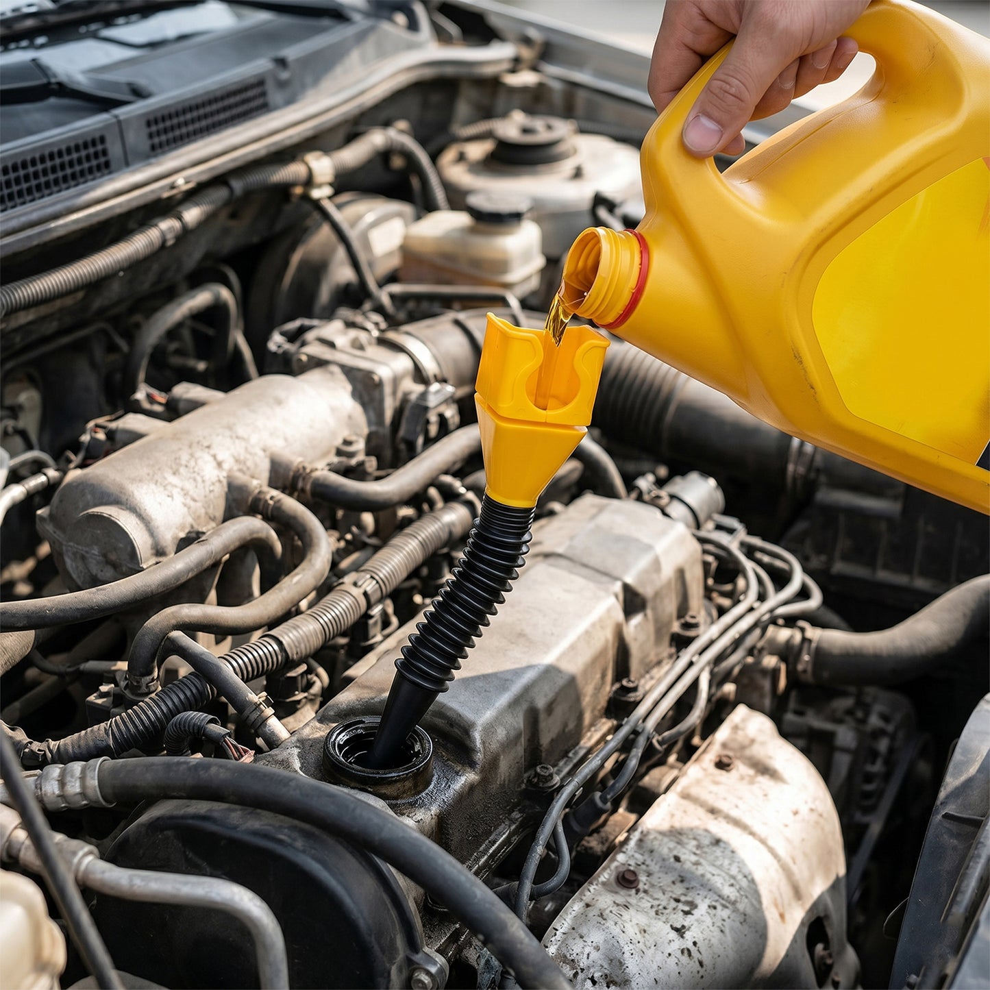Flexible Plastic Funnel  Spill-free Car Oil  Fuel Filling